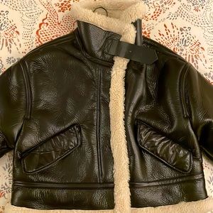 FAUX LEATHER FLEECE COLLAR JACKET